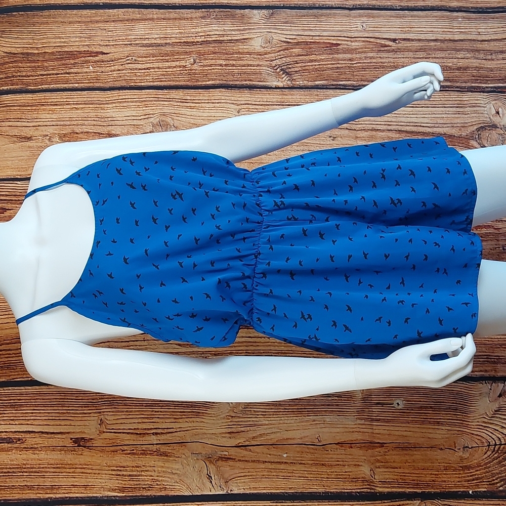 City Streets The Birds Electric Blue Strappy Short Romper M Medium